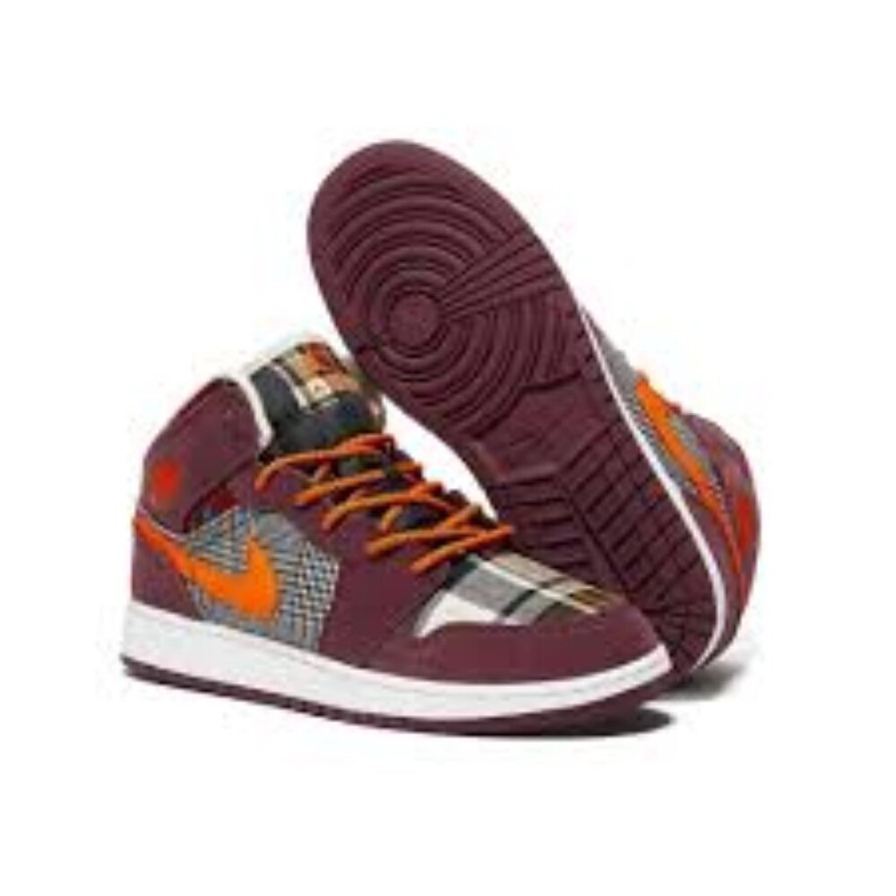 Kid's Nike Air Jordan 1 Mid SE GS Plaid Sneakers SZ 7